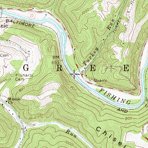 Topographic Map of Turkey Run, WV
