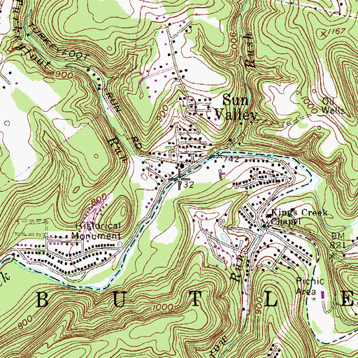 Topographic Map of Turkeyfoot Run, WV