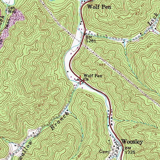Topographic Map of Turkeywallow Branch, WV