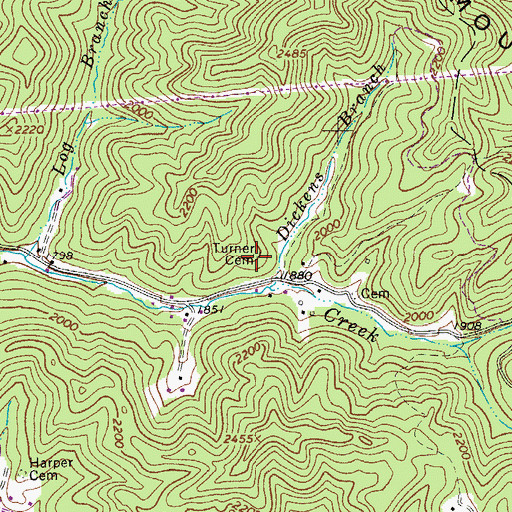 Topographic Map of Turner Cemetery, WV