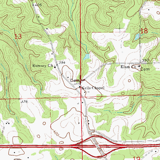 Topographic Map of Neils Chapel Cemetery, AL