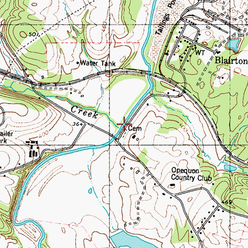 Topographic Map of Tuscarora Creek, WV