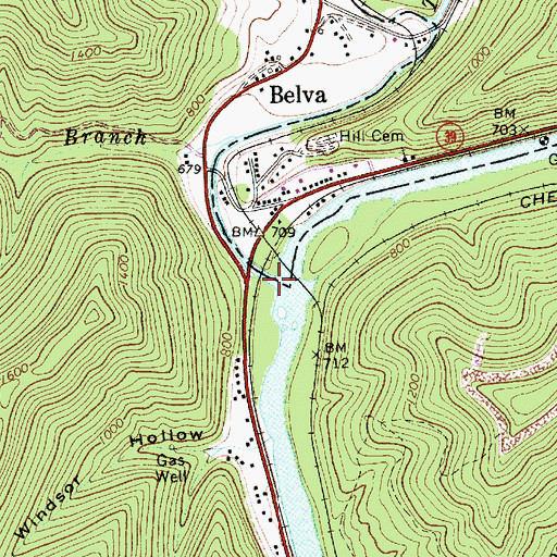 Topographic Map of Twentymile Creek, WV