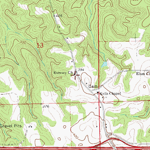 Topographic Map of Ramsey Cemetery, AL