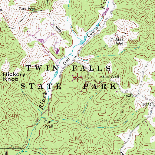 Topographic Map of Twin Falls State Park, WV