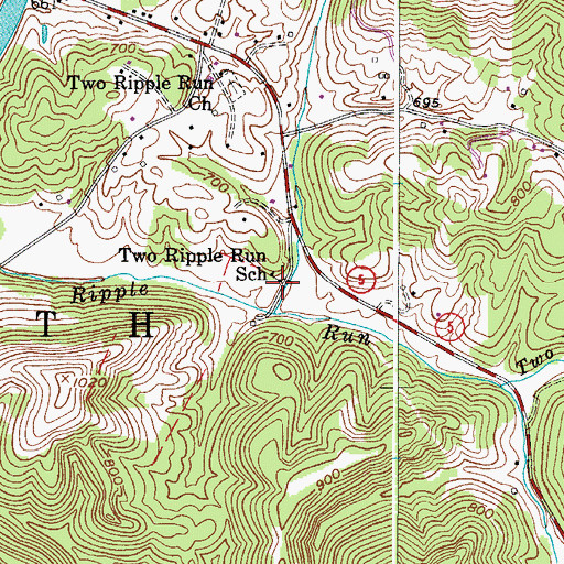 Topographic Map of Two Ripple Run School (historical), WV