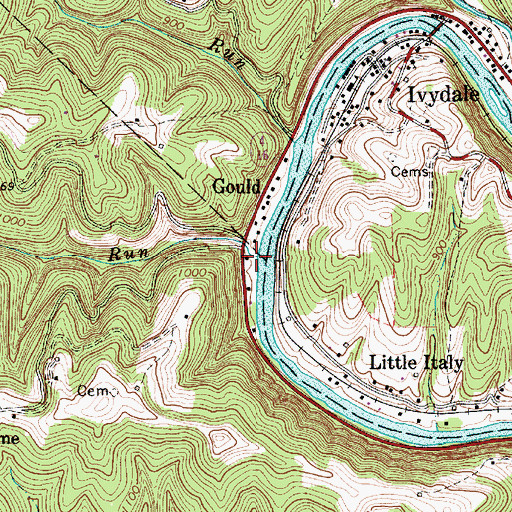 Topographic Map of Two Run, WV