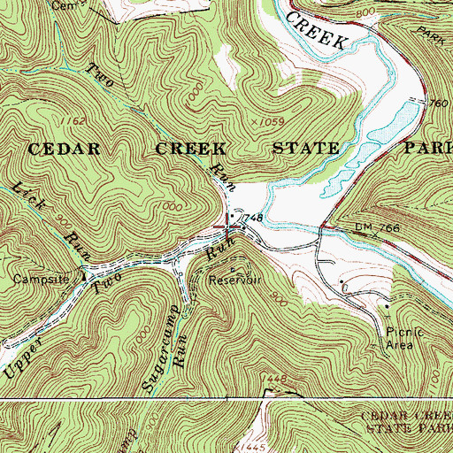 Topographic Map of Two Run, WV