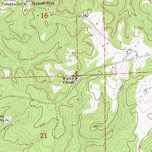 Topographic Map of Walker Chapel Cemetery, AL