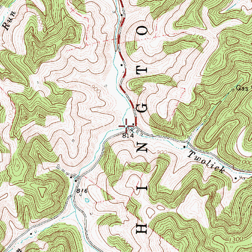 Topographic Map of Twolick Run, WV
