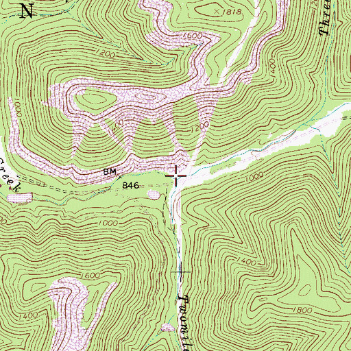 Topographic Map of Twomile Branch, WV