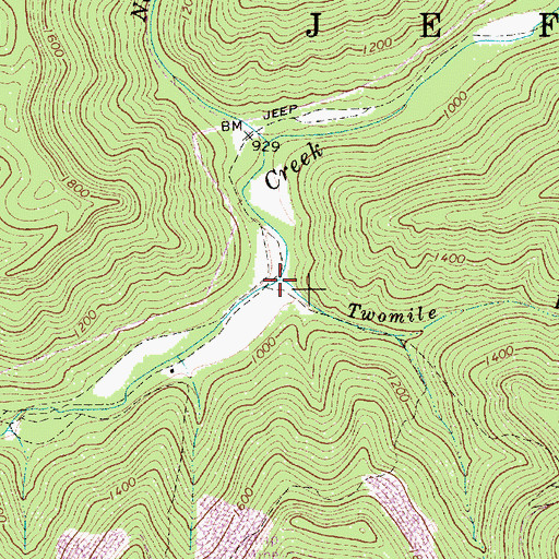 Topographic Map of Twomile Branch, WV