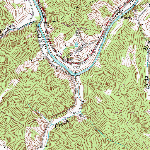 Topographic Map of Twomile Creek, WV