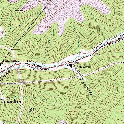 Topographic Map of Twomile Creek, WV