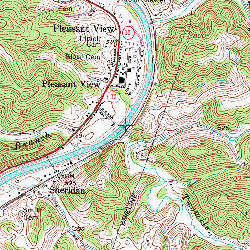Topographic Map of Twomile Creek, WV