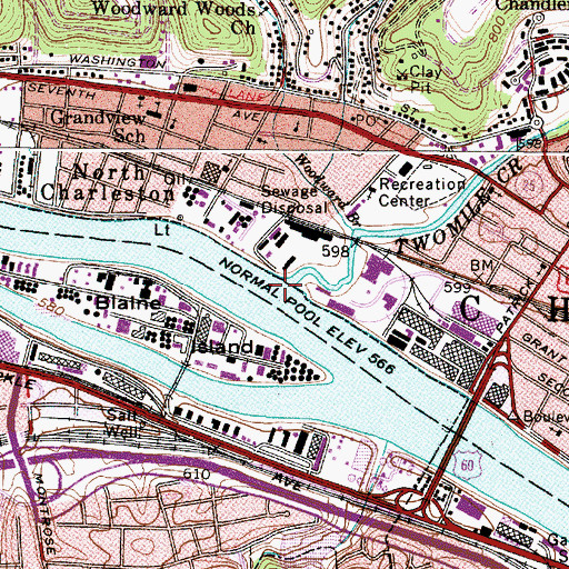 Topographic Map of Twomile Creek, WV