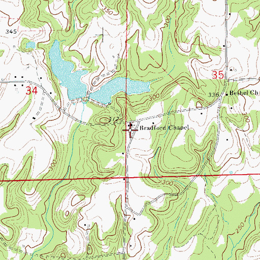 Topographic Map of Bradford Chapel Cemetery, AL