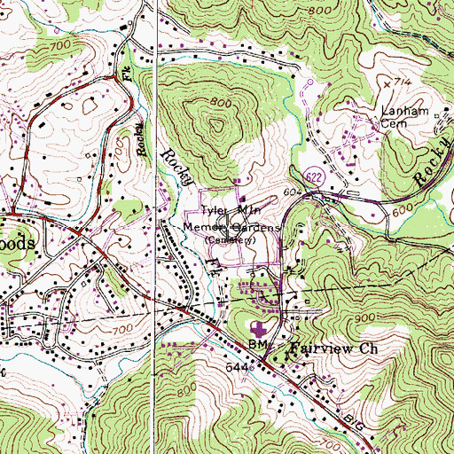 Topographic Map of Tyler Mountain Memory Gardens, WV