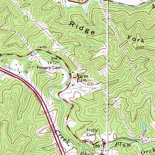 Topographic Map of Tyree Cemetery, WV