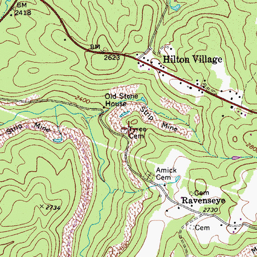 Topographic Map of Tyree Cemetery, WV