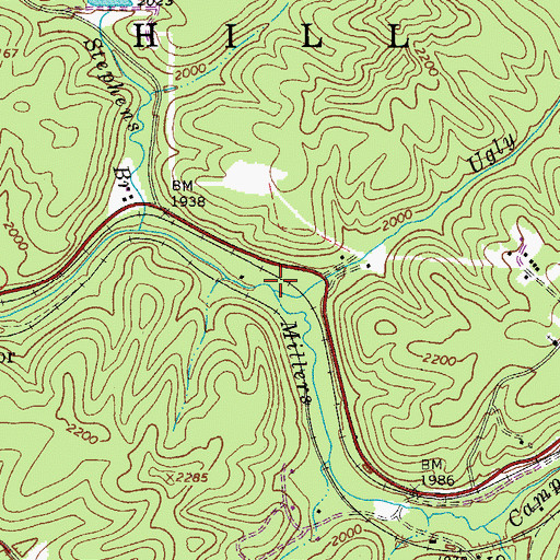 Topographic Map of Ugly Branch, WV