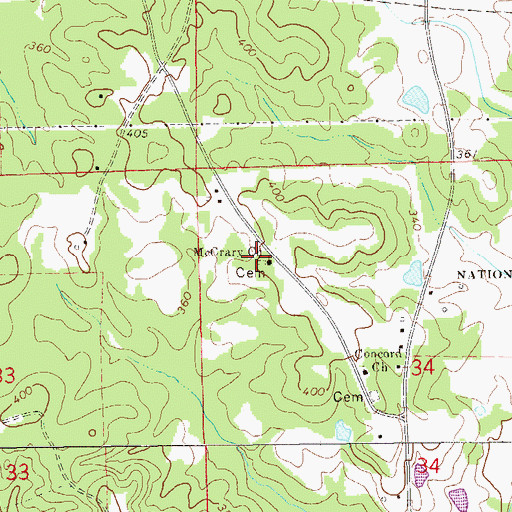 Topographic Map of McCrary Cemetery, AL