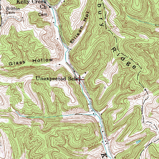 Topographic Map of Unexpected School (historical), WV