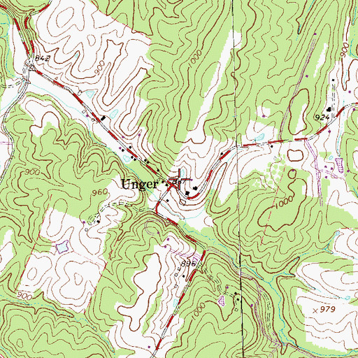 Topographic Map of Unger, WV