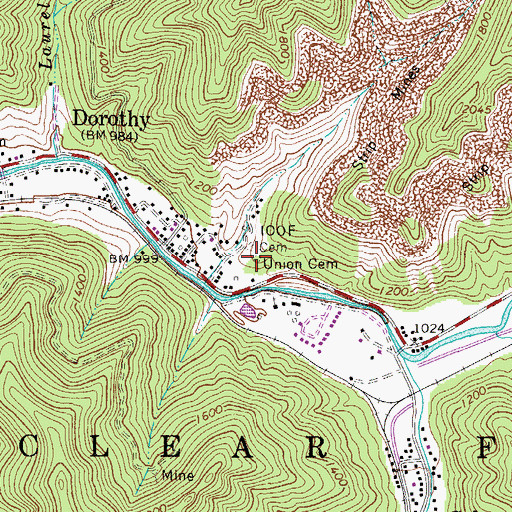 Topographic Map of Union Cemetery, WV