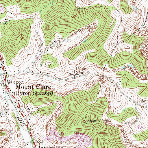 Topographic Map of Union Cemetery, WV