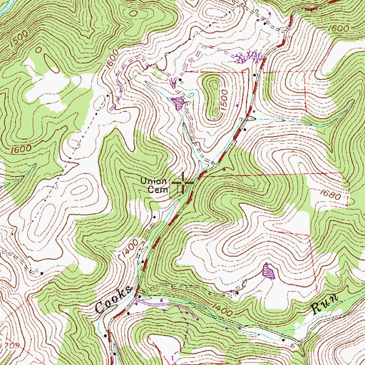Topographic Map of Union Cemetery, WV