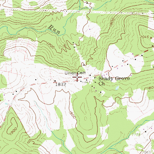 Topographic Map of Union Cemetery, WV