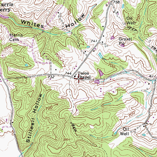 Topographic Map of Union Chapel, WV