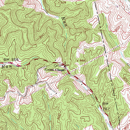 Topographic Map of Union Chapel, WV