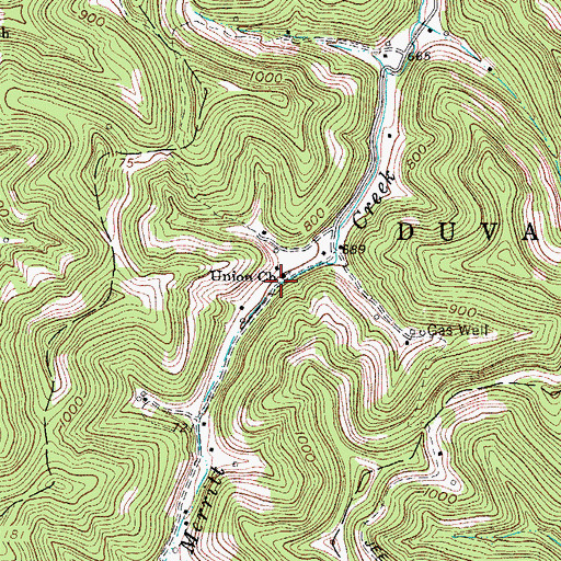 Topographic Map of Union Church, WV