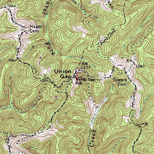 Topographic Map of Union Gap School (historical), WV