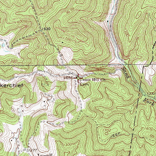 Topographic Map of Union Hill Church, WV