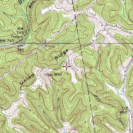 Topographic Map of Union Ridge, WV