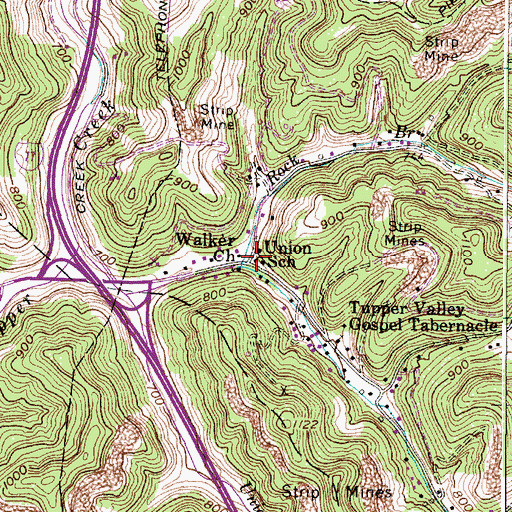 Topographic Map of Union School (historical), WV