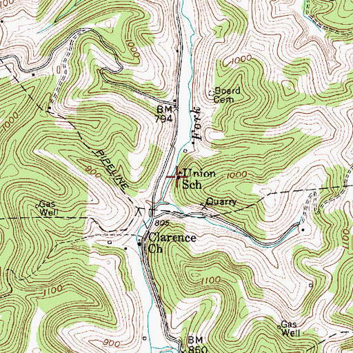 Topographic Map of Union School (historical), WV