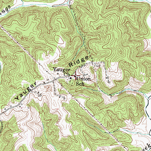 Topographic Map of Union School (historical), WV