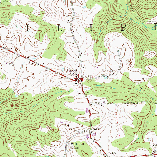 Topographic Map of Union School (historical), WV