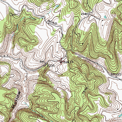 Topographic Map of Unus Church, WV