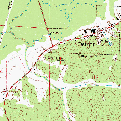 Topographic Map of West Detroit Gas Field, AL