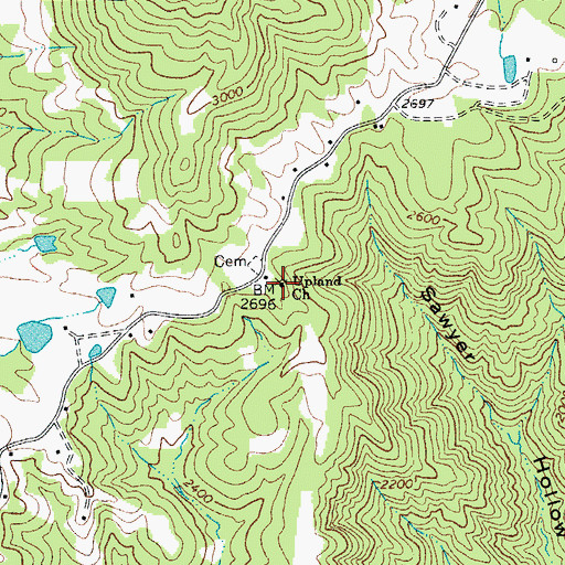 Topographic Map of Upland Church, WV