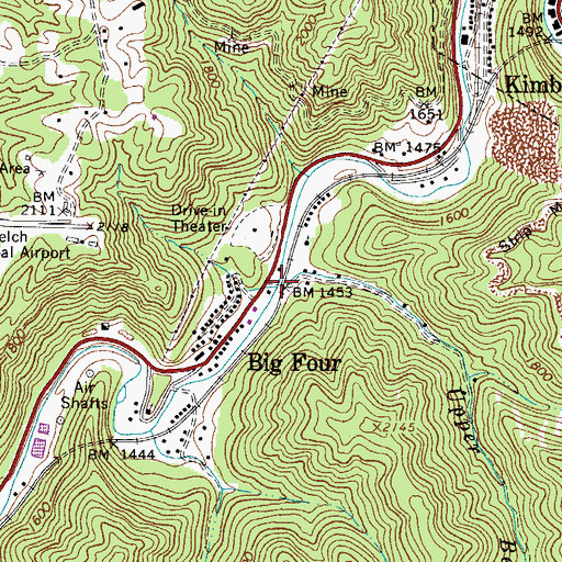 Topographic Map of Upper Belcher Branch, WV