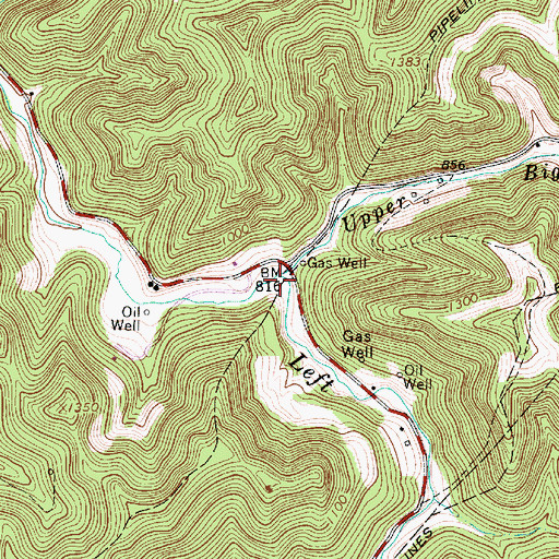 Topographic Map of Upper Big Run, WV