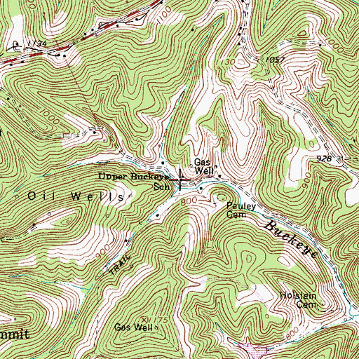 Topographic Map of Upper Buckeye School (historical), WV