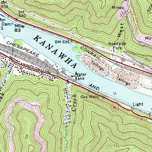 Topographic Map of Upper Creek, WV