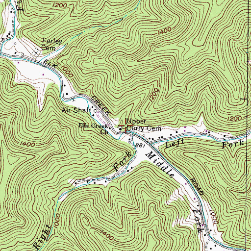 Topographic Map of Upper Curry Cemetery, WV